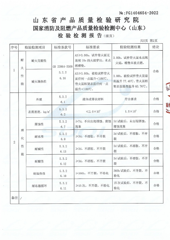 防火密封胶DJ-A3型式试验报告